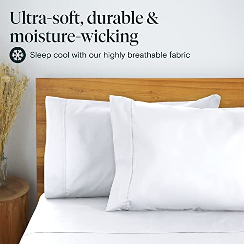 LUMQAR 6PC Queen Sheet Set – Cooling Microfiber, Deep Pocket, Snow White