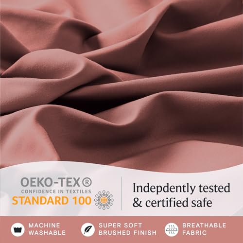 LUMQAR Queen Sheet Set – Silky Soft Cooling Microfiber, Salmon Pink