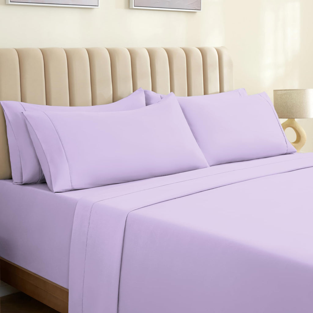 LUMQAR 6PC Queen Sheet Set – Cooling Microfiber, Deep Pocket, Periwinkle